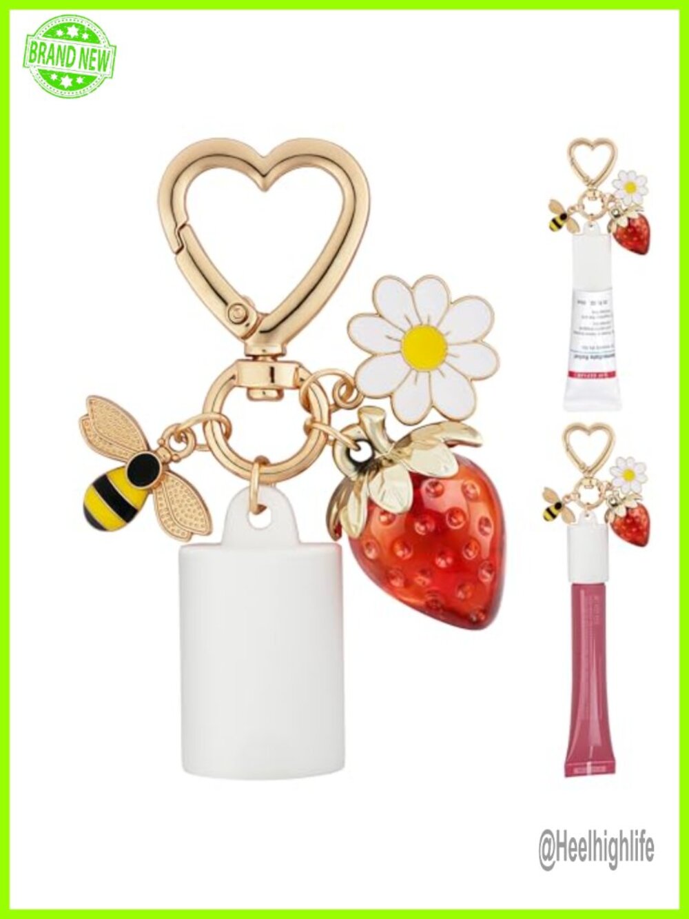 Silicone Lip Balm Holder Keychain 14K Gold Plated Clip for Hand Cream